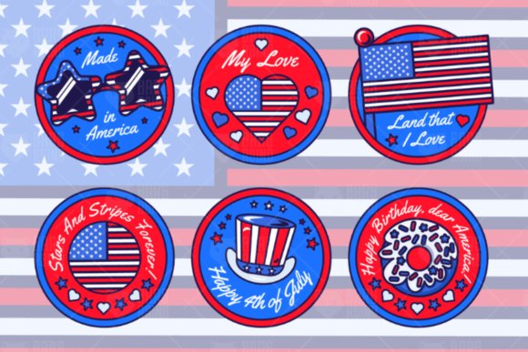 4 July American Stickers: Graphics and Illustrations Review