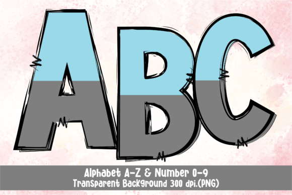 Autosexual Flag Doodle Alphabet PNG for Graphics and Illustrations