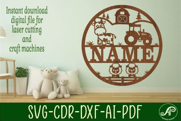 Farm Name Sign SVG Cut File for Laser Cutting Wall Decor