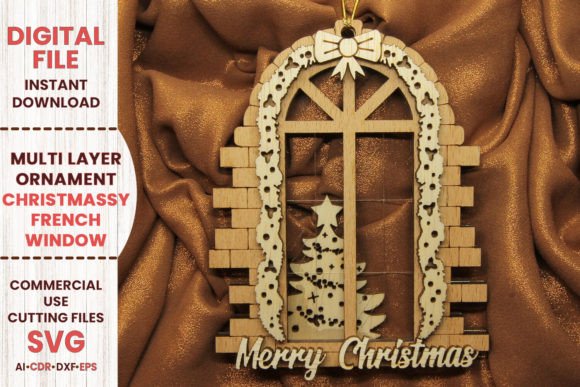 French Window Christmas Decoration for Laser Cutting and Winter Amp