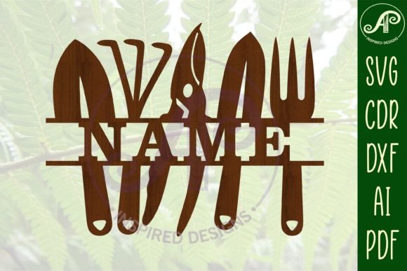 Garden Tools Name Sign SVG Cut File for Laser Cutting and Signs