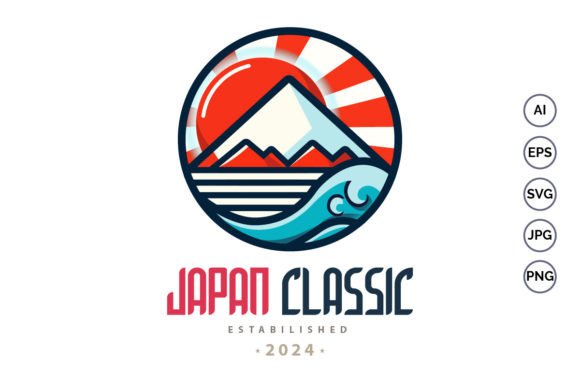 Japan Classic Mountain Sunrise Logo Graphics & Illustrations Review