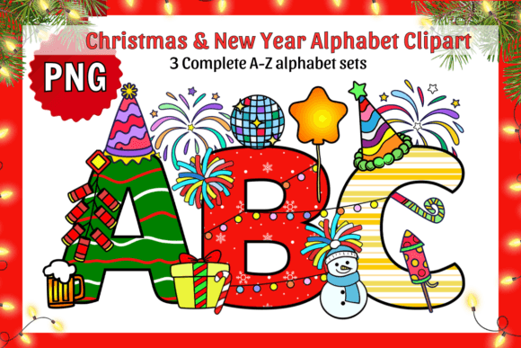 New Year Alphabet Letters PNG Clipart for Graphics & Crafts