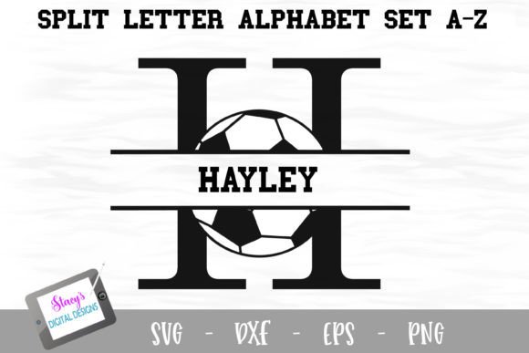 Soccer Monograms - Split Letters a - Z for Crafts and Graphics