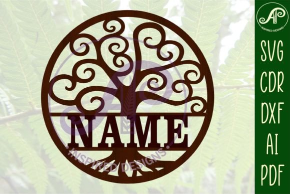 Swirl Tree Name Sign SVG Cut File