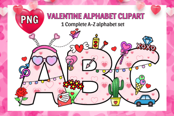 Valentine Alphabet Bundle: Graphics for Crafts & Branding