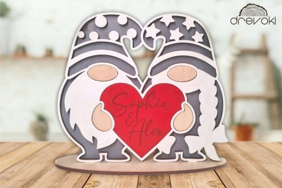 Valentines Gnome on Stand Svg for Laser Cutting and Valentine S Day
