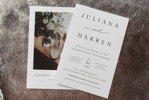 Wedding Invitation Template with Photo: Graphics for Print Templates